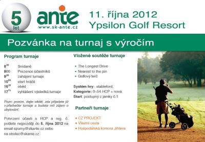 Pozvánka na golf, platná jen po obdržení emailem