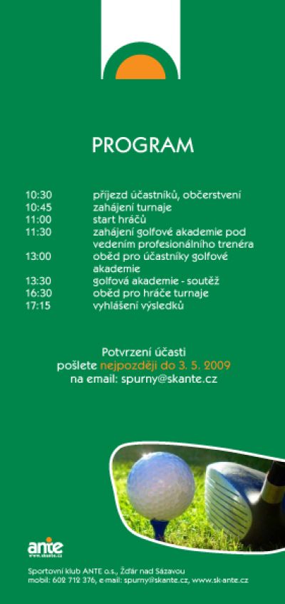 Golfov� turnaj Ante - program